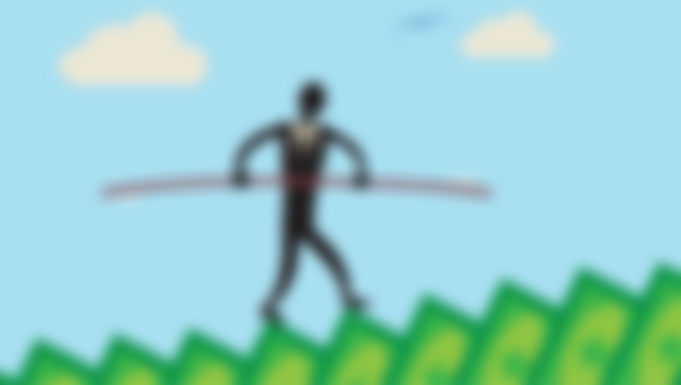 A thumbnail showcasing a stick figure balancing while walking on top of money.